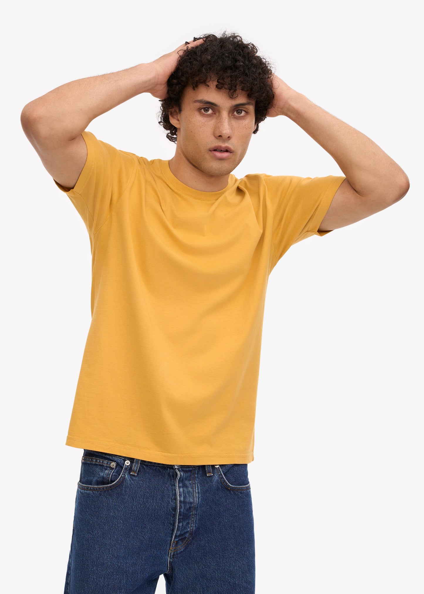 T-shirt jaune moutarde en coton bio - Burned Yellow