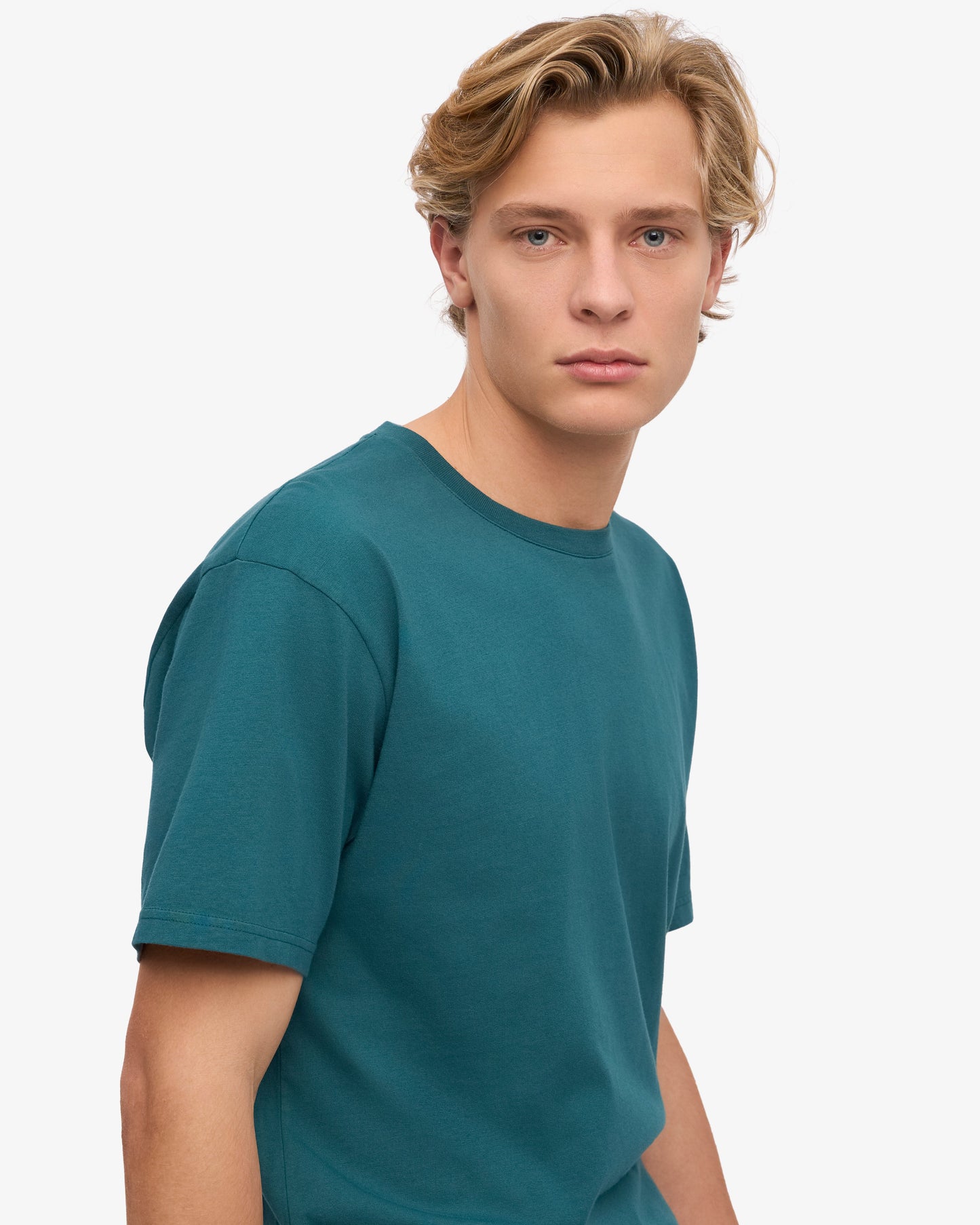 T-shirt manches courtes en coton bio | bleu vert "ocean green"