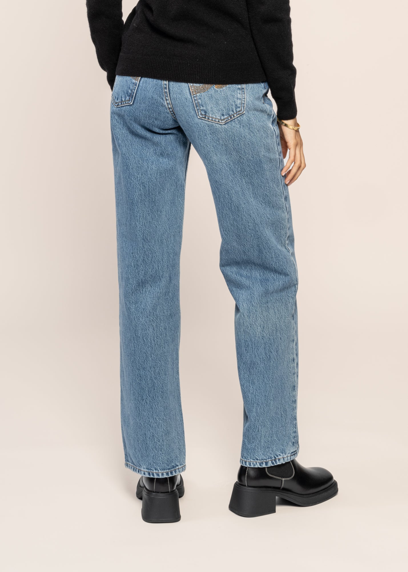 Jean large en coton bio | Bleu 'clean eileen casual blue'