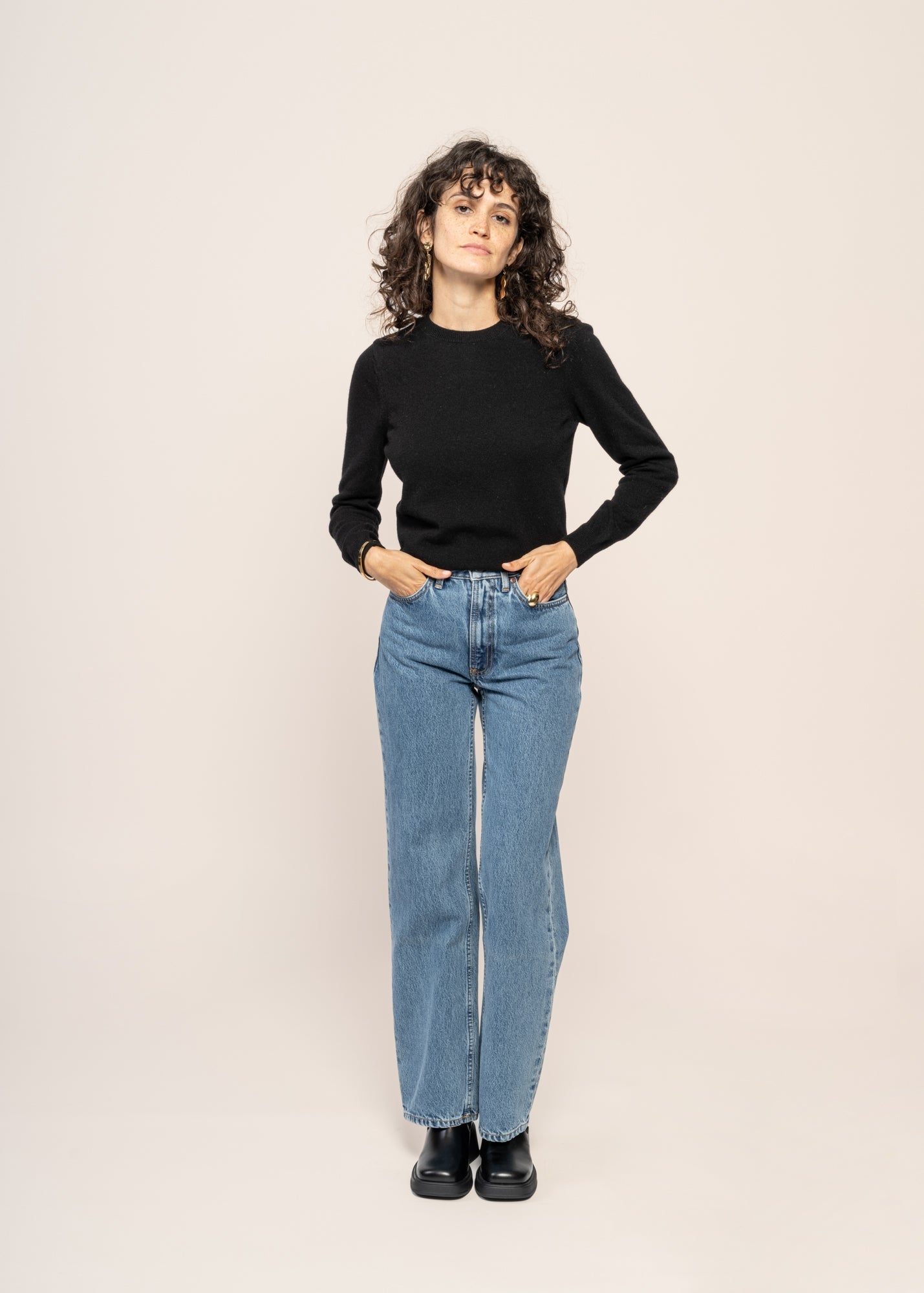 Jean large en coton bio | Bleu 'clean eileen casual blue'