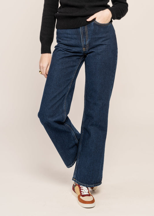 Jean large en coton bio | Bleu foncé "clean eileen indigo dipped"