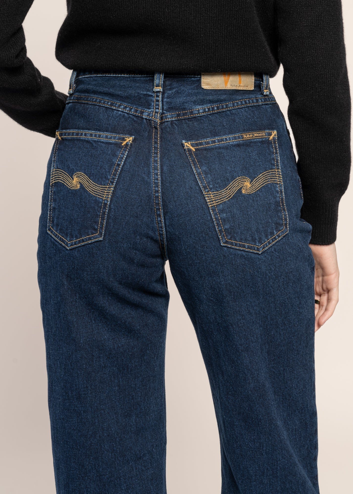 Jean large en coton bio | Bleu foncé 'clean eileen indigo dipped'