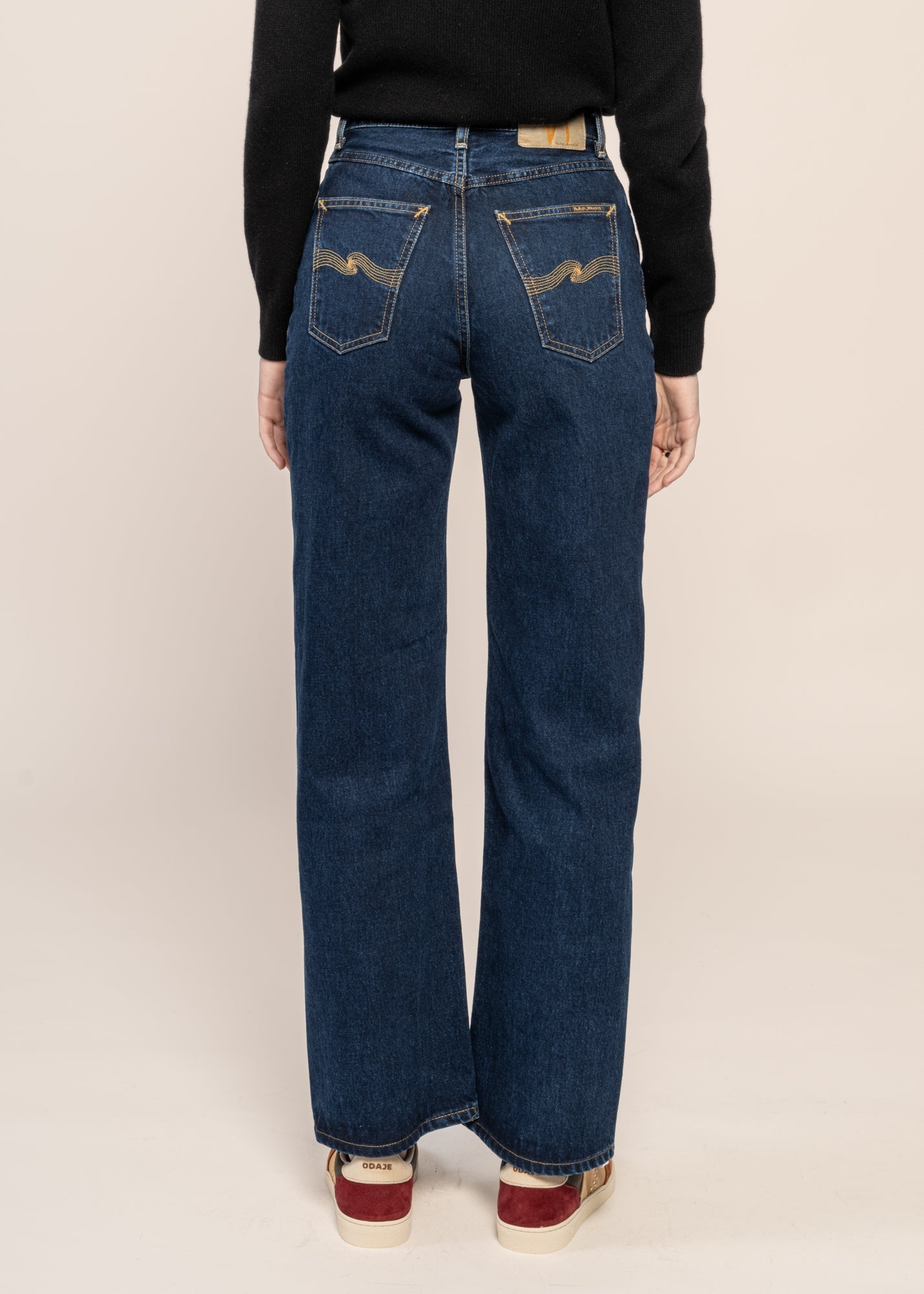 Jean large en coton bio | Bleu foncé 'clean eileen indigo dipped'
