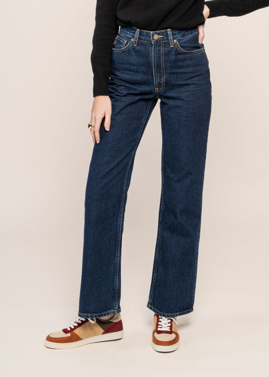 Jean large en coton bio | Bleu foncé 'clean eileen indigo dipped'
