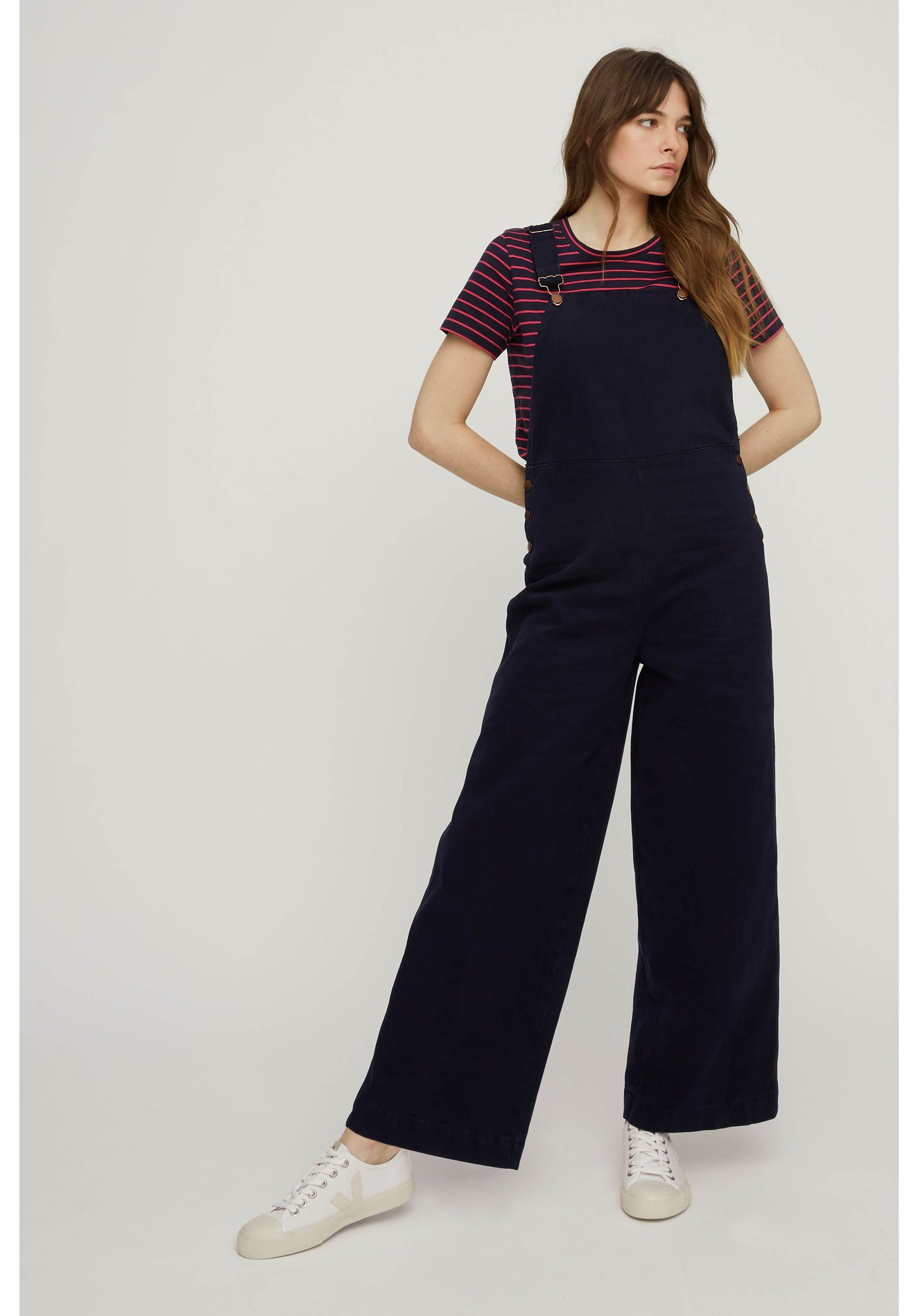 Salopette longue bleue en twill - Coco