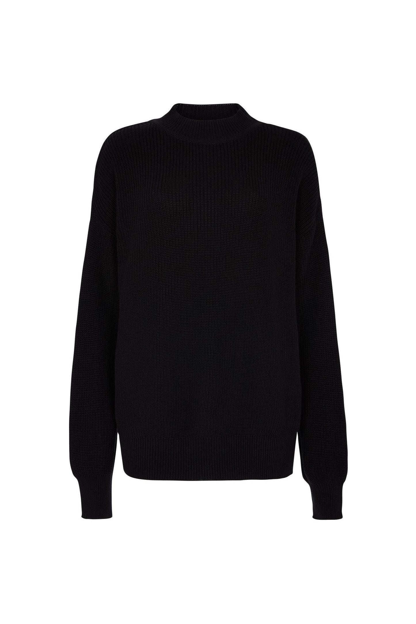 Pull col cheminée noir en coton bio - Cody