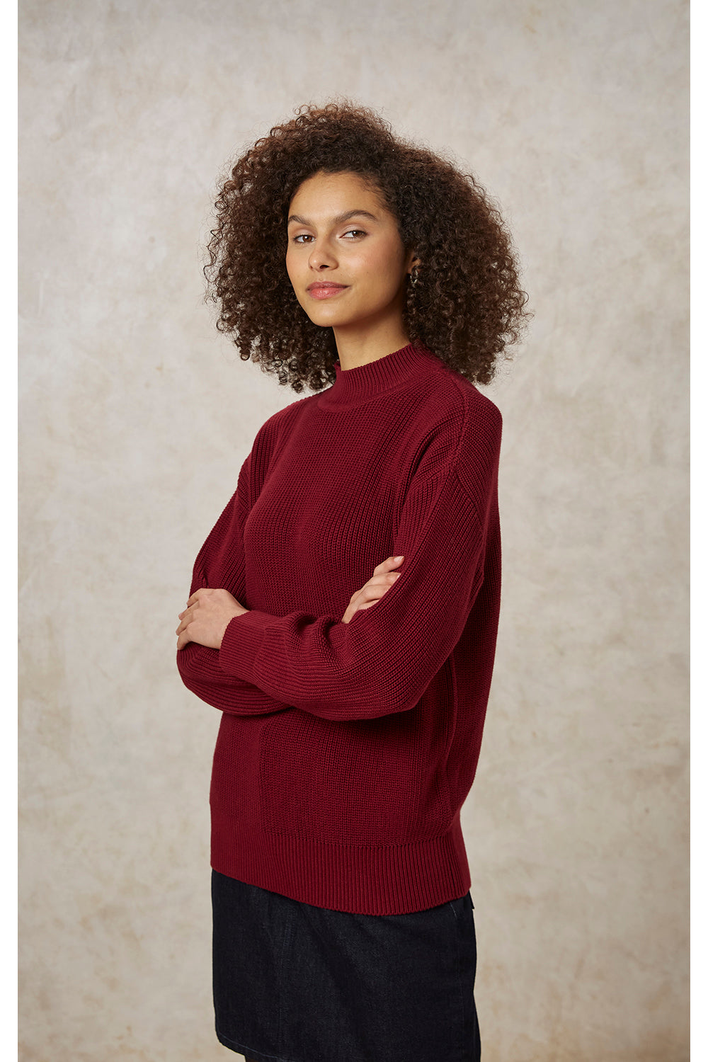 Pull maille bordeaux en coton bio - cody jumper burgundy