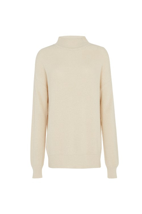Pull col cheminée crème en coton bio - Cody
