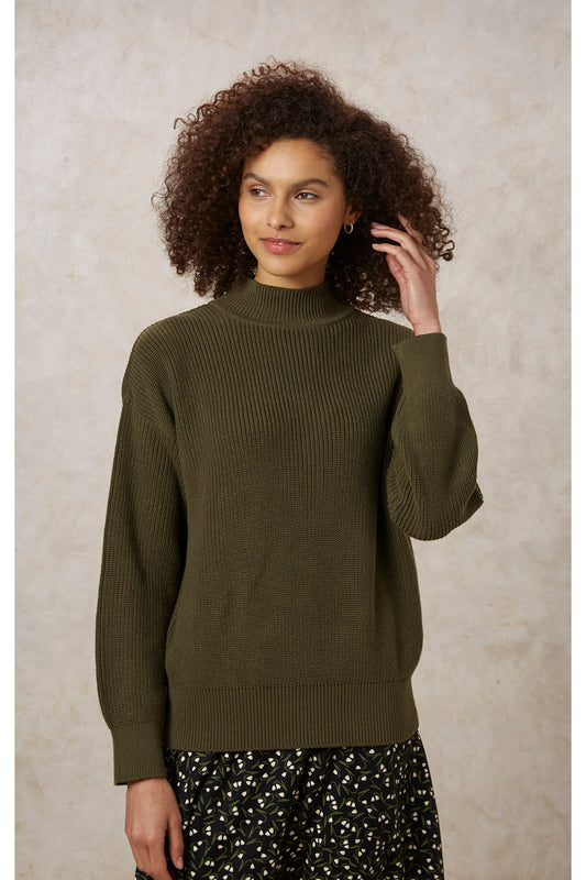 Pull maille kaki en coton bio - cody jumper khaki