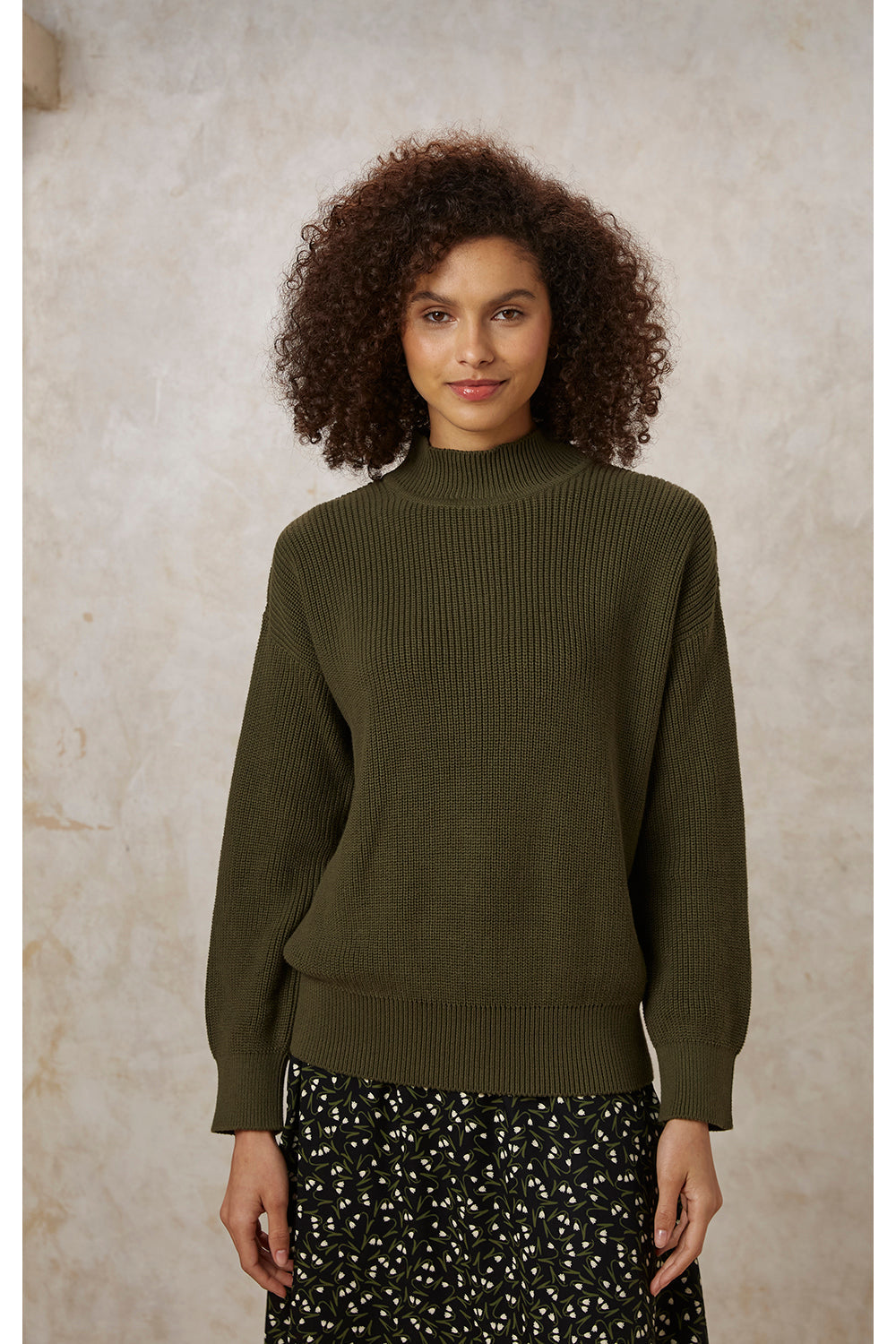 Pull maille kaki en coton bio - cody jumper khaki