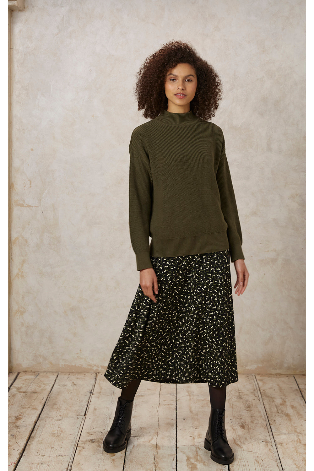 Pull maille kaki en coton bio - cody jumper khaki
