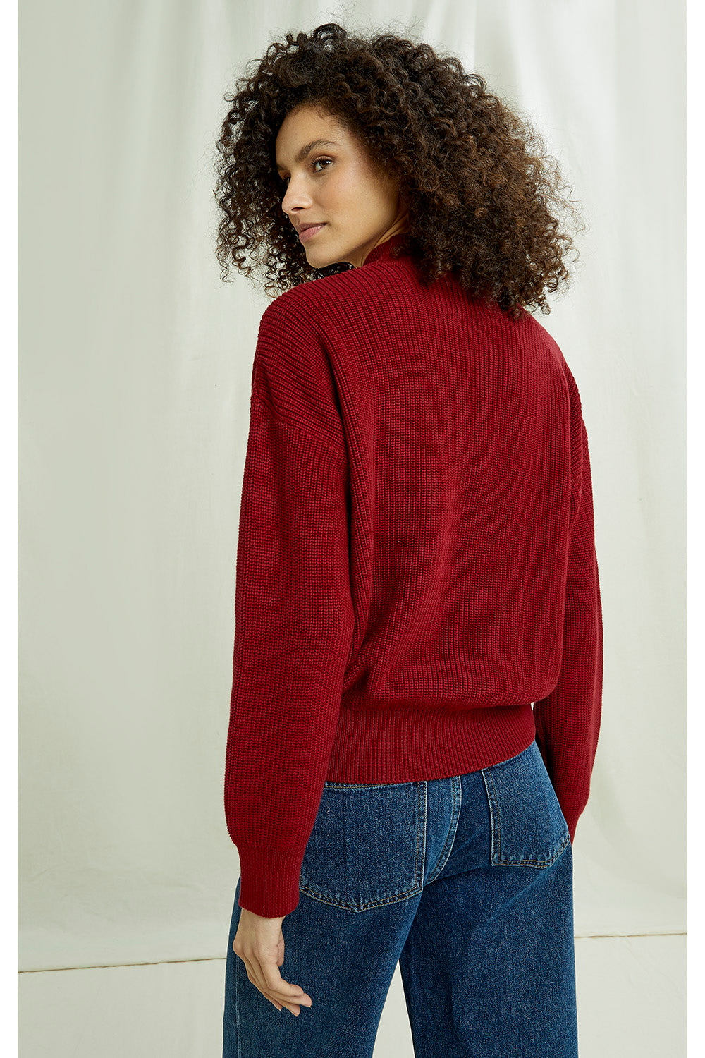 Pull col cheminée rouge en coton bio - Cody red