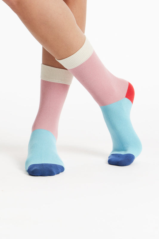 Chaussettes multicolore en coton bio - colourblock socks