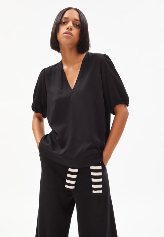 Blouse noire en viscose Ecovero - coranaa