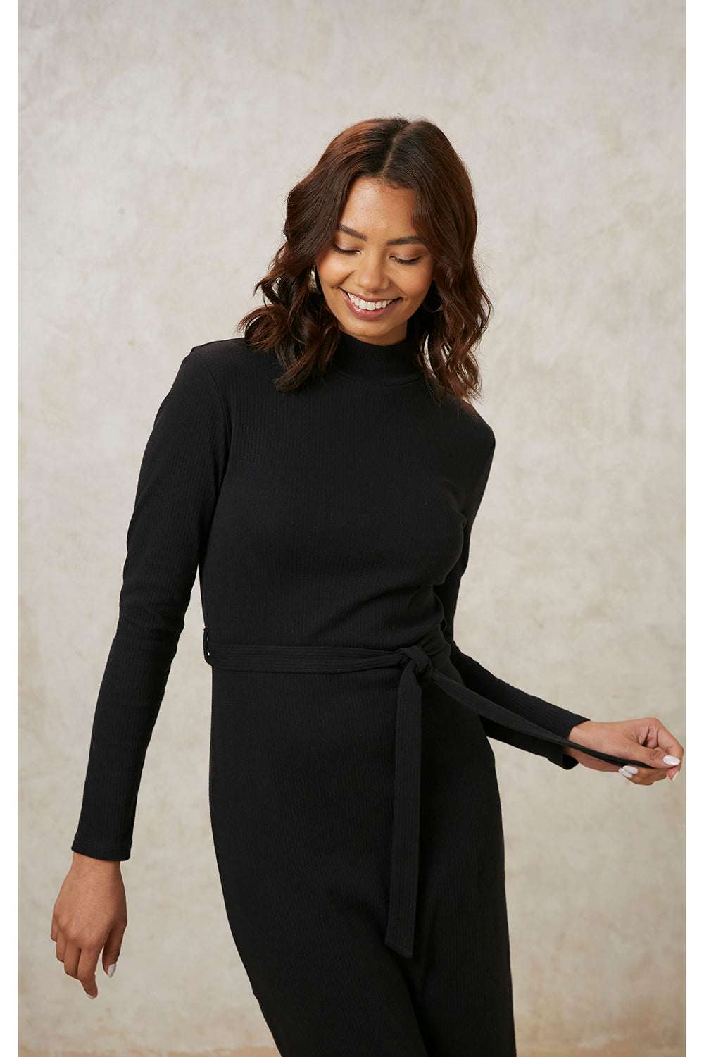Robe moulante noire en coton bio - corey rib dress black