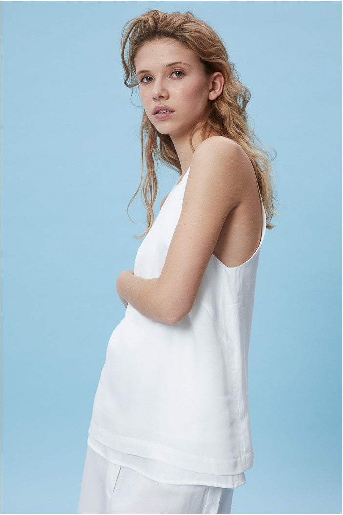 Top uni blanc en tencel - Elsa