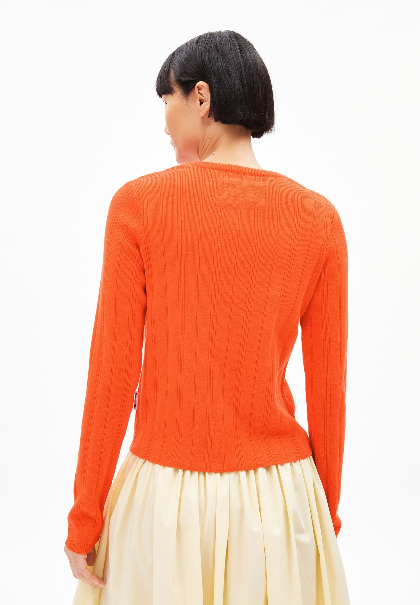 Gilet pointelle maille en coton bio | orange "cressidaa crepe - sunset orange"