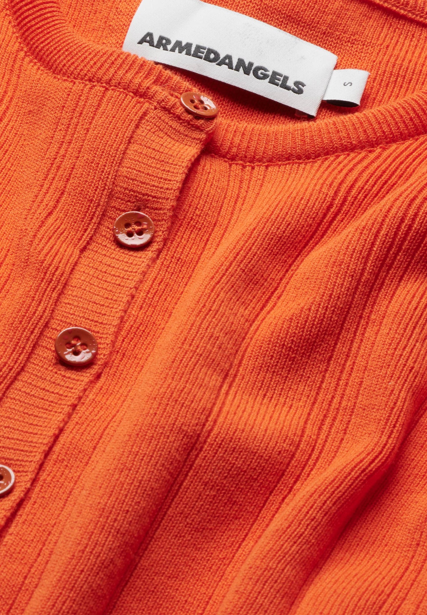 Gilet pointelle maille en coton bio | orange "cressidaa crepe - sunset orange"