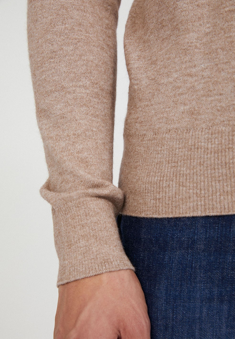 Pull caramel en alpaga et coton bio - CREWAA