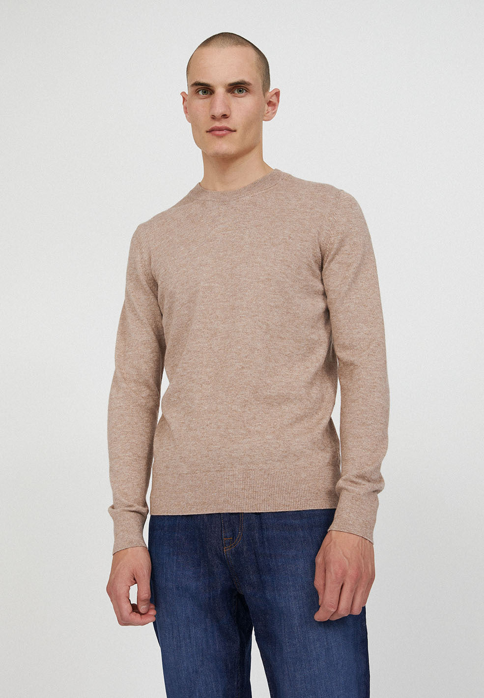Pull caramel en alpaga et coton bio - CREWAA