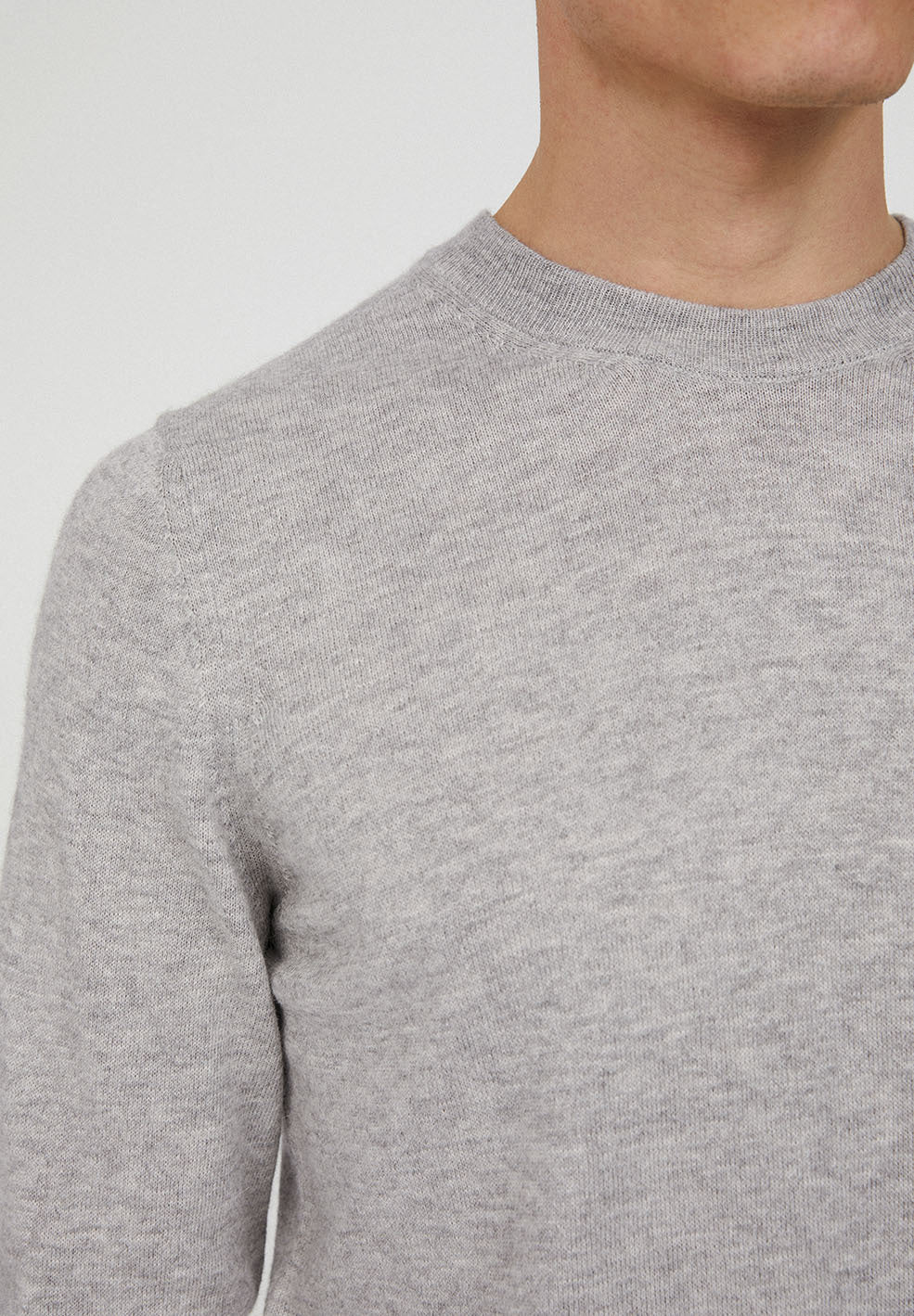 Pull gris en alpaga et coton bio - CREWAA