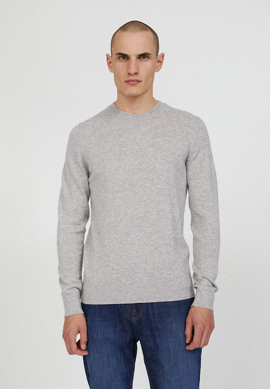 Pull gris en alpaga et coton bio - CREWAA