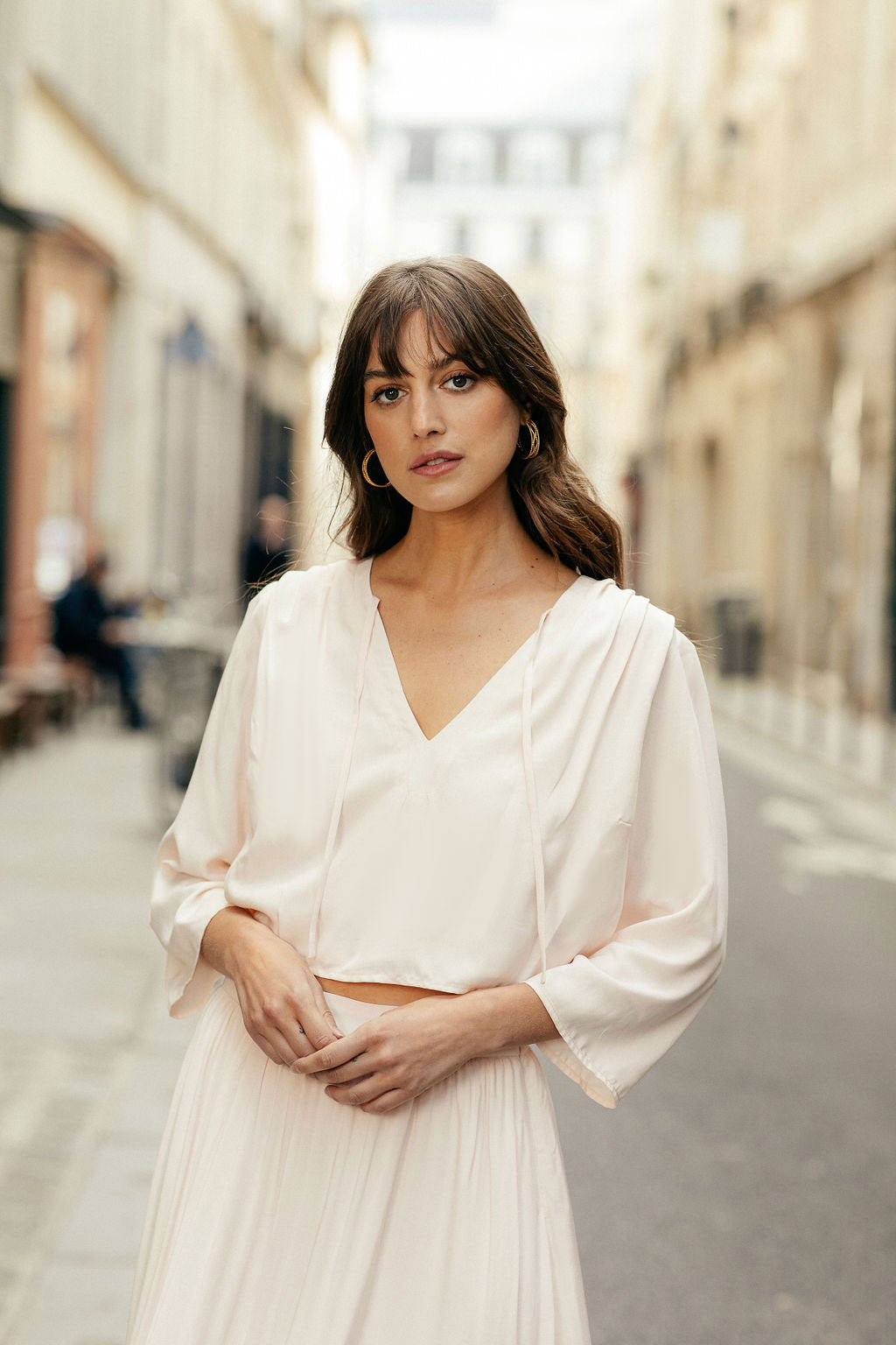 Blouse rose poudrée en viscose upcyclée - joan
