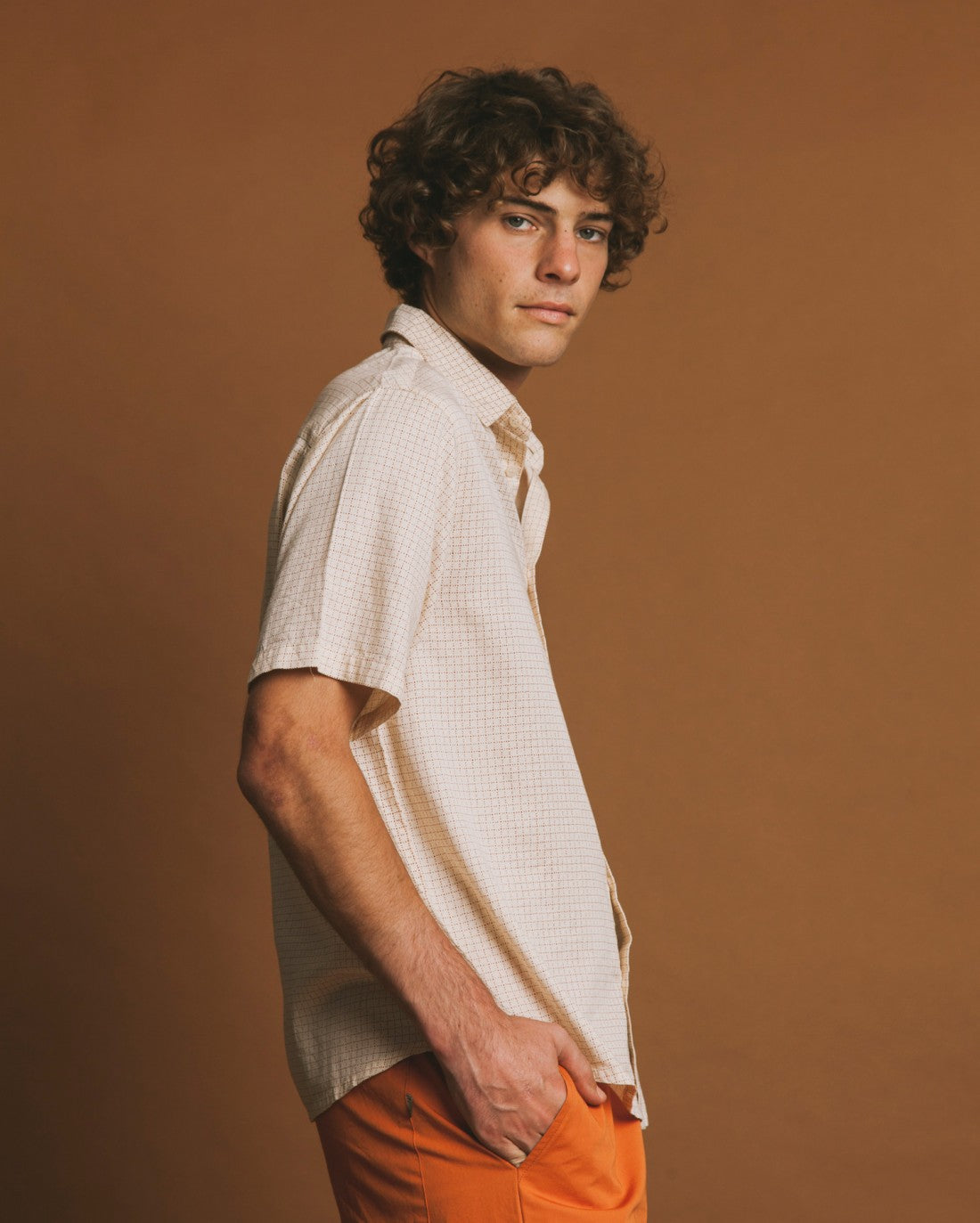 Chemise manches courtes crème en coton bio - Tom Sand