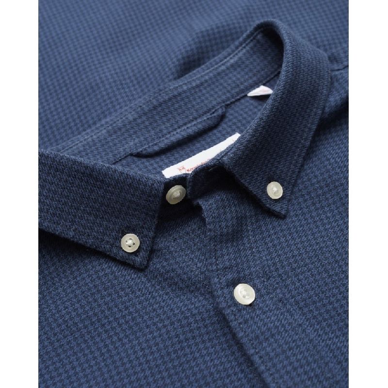 Chemise motif pied de poule bleu nuit en lyocell et coton bio - LARCH