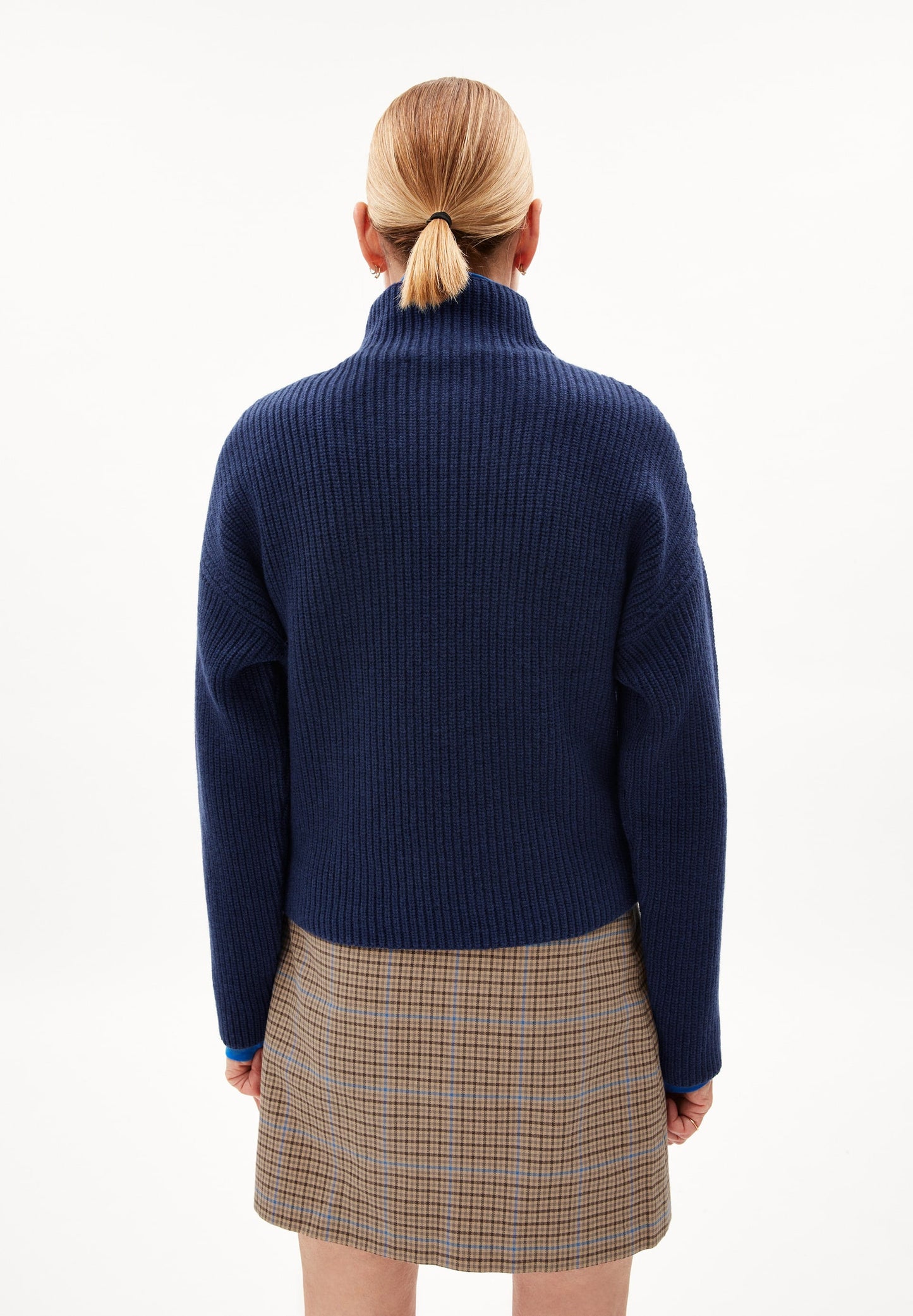 Pull col montant en laine bio et recyclée | Bleu nuit "dakotaas reglana deep sea blue"