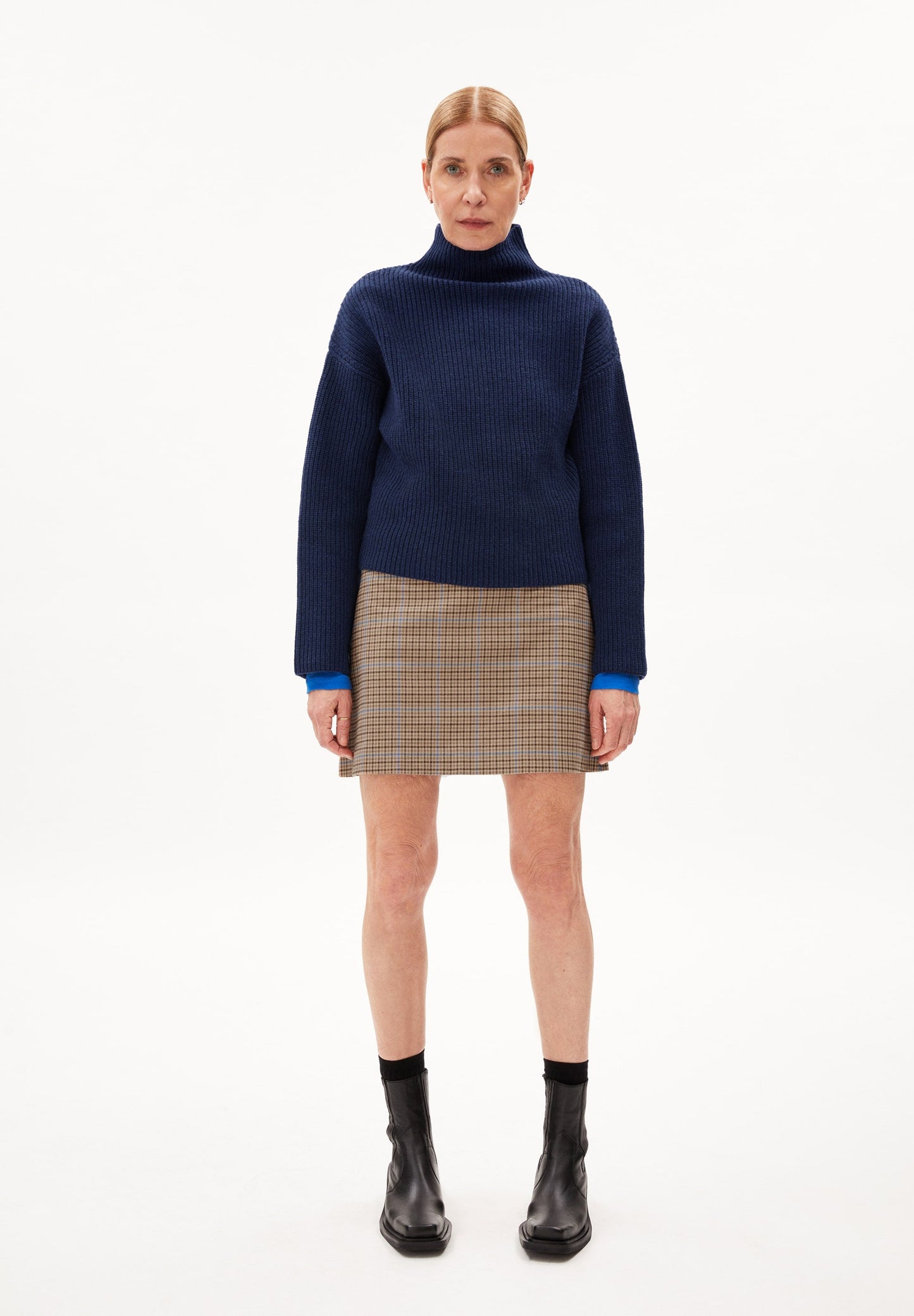 Pull col montant en laine bio et recyclée | Bleu nuit "dakotaas reglana deep sea blue"