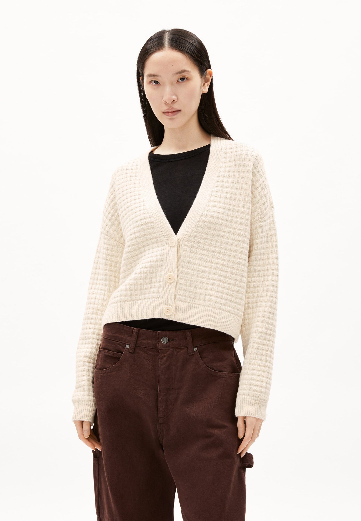 Cardigan en laine et coton bio | beige "damiraa lanacot - oatmilk"