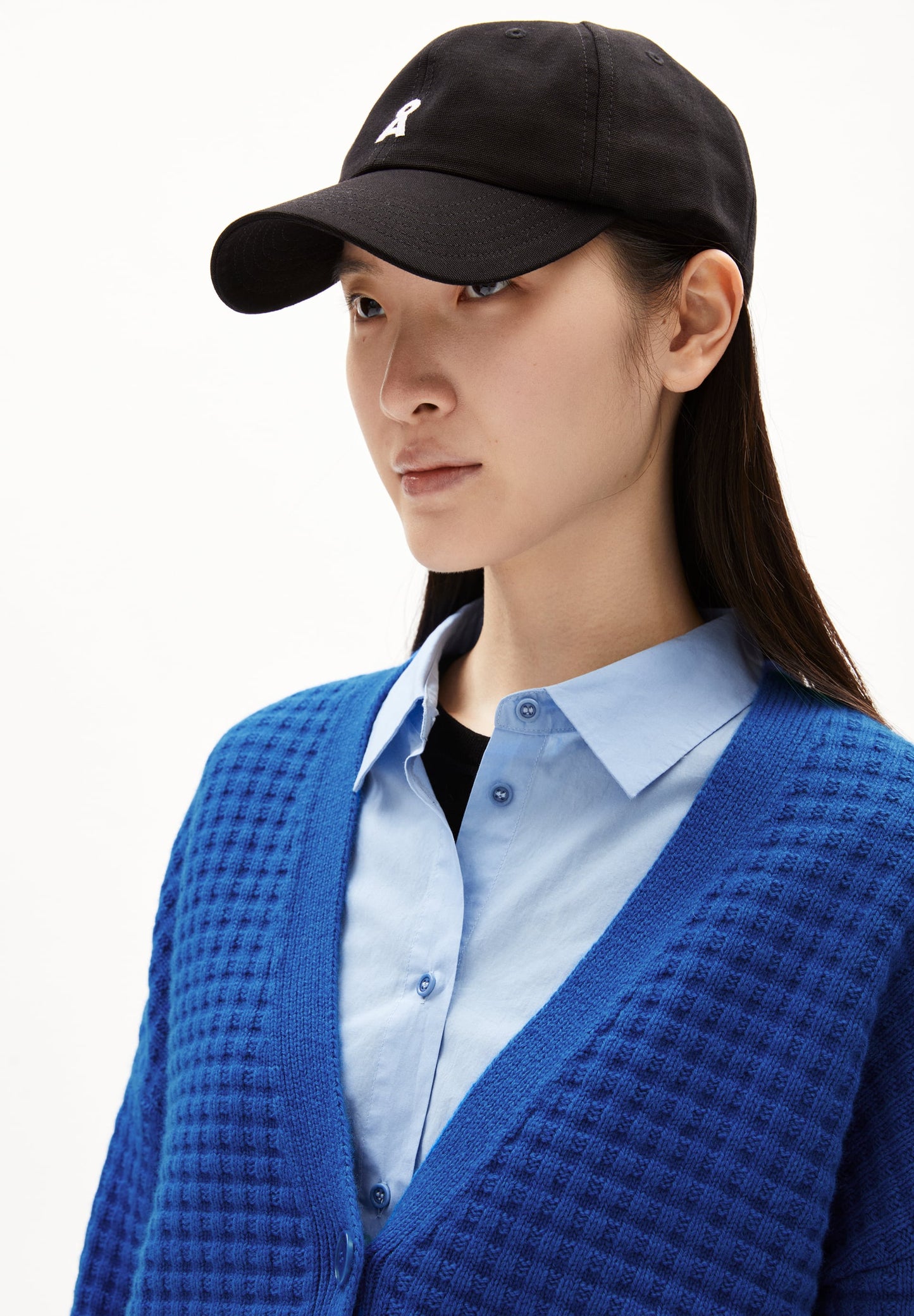 Cardigan en laine et coton bio | bleu "damiraa lanacot - warm blue"