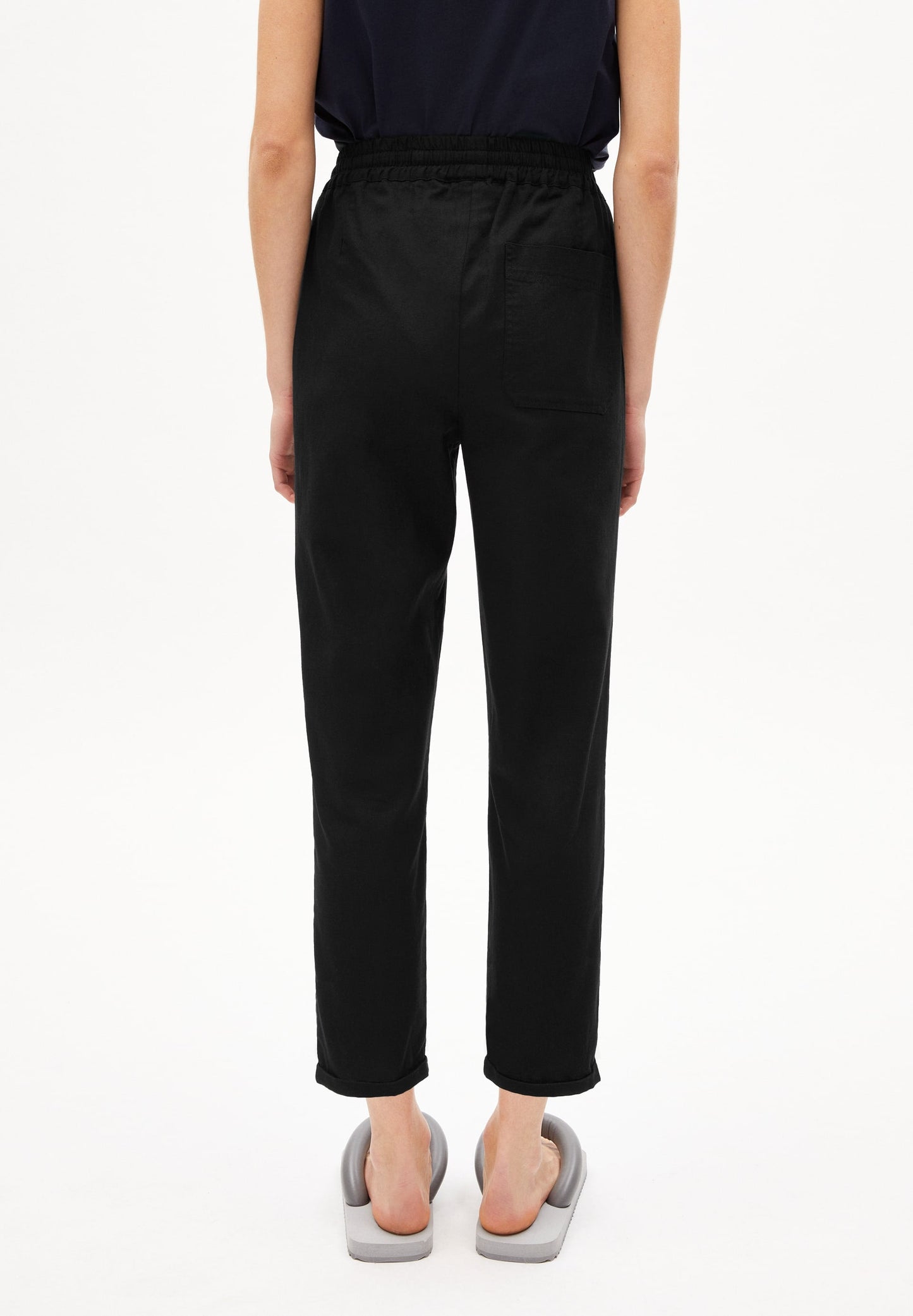 Pantalon noir en coton bio et lin - daniaa lino black