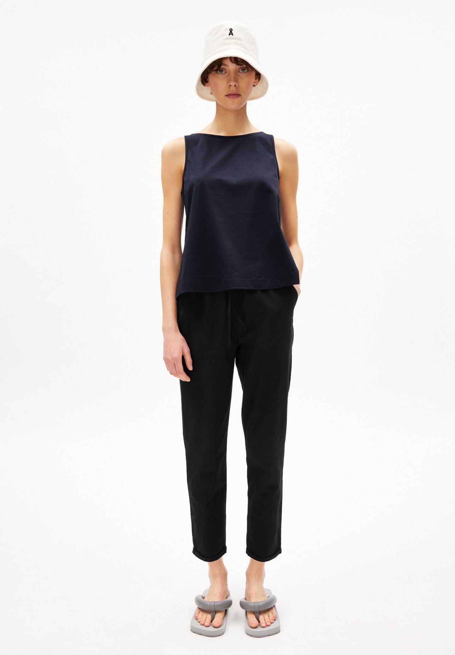 Top sans manches marine en coton bio - carlottaa mercerized night sky