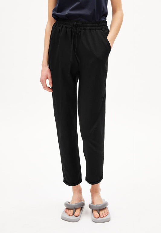 Pantalon noir en coton bio et lin - daniaa lino black