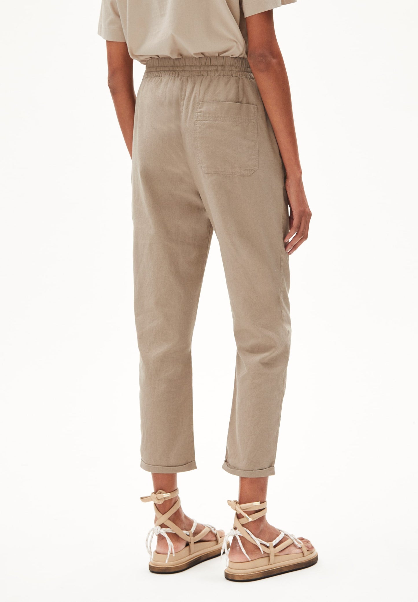 Pantalon beige en coton bio et lin - daniaa lino light desert
