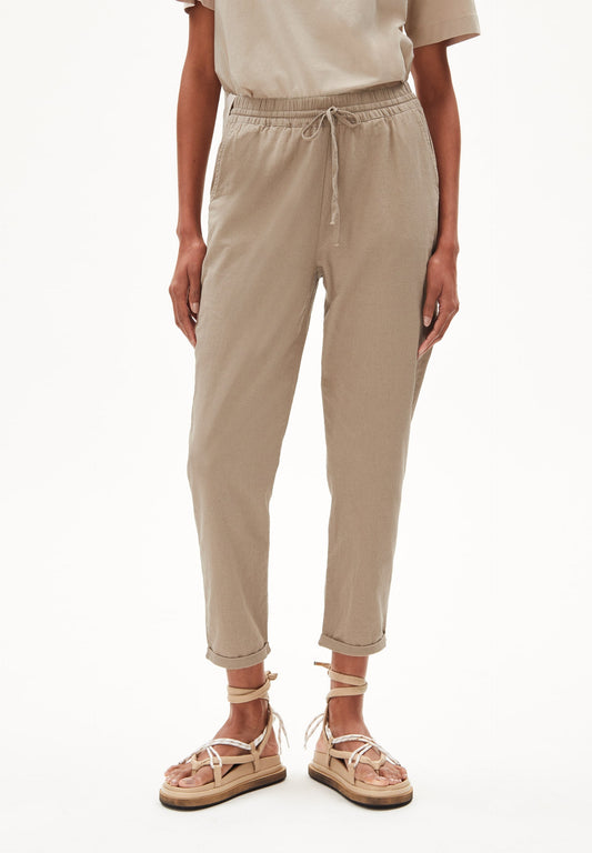 Pantalon beige en coton bio et lin - daniaa lino light desert
