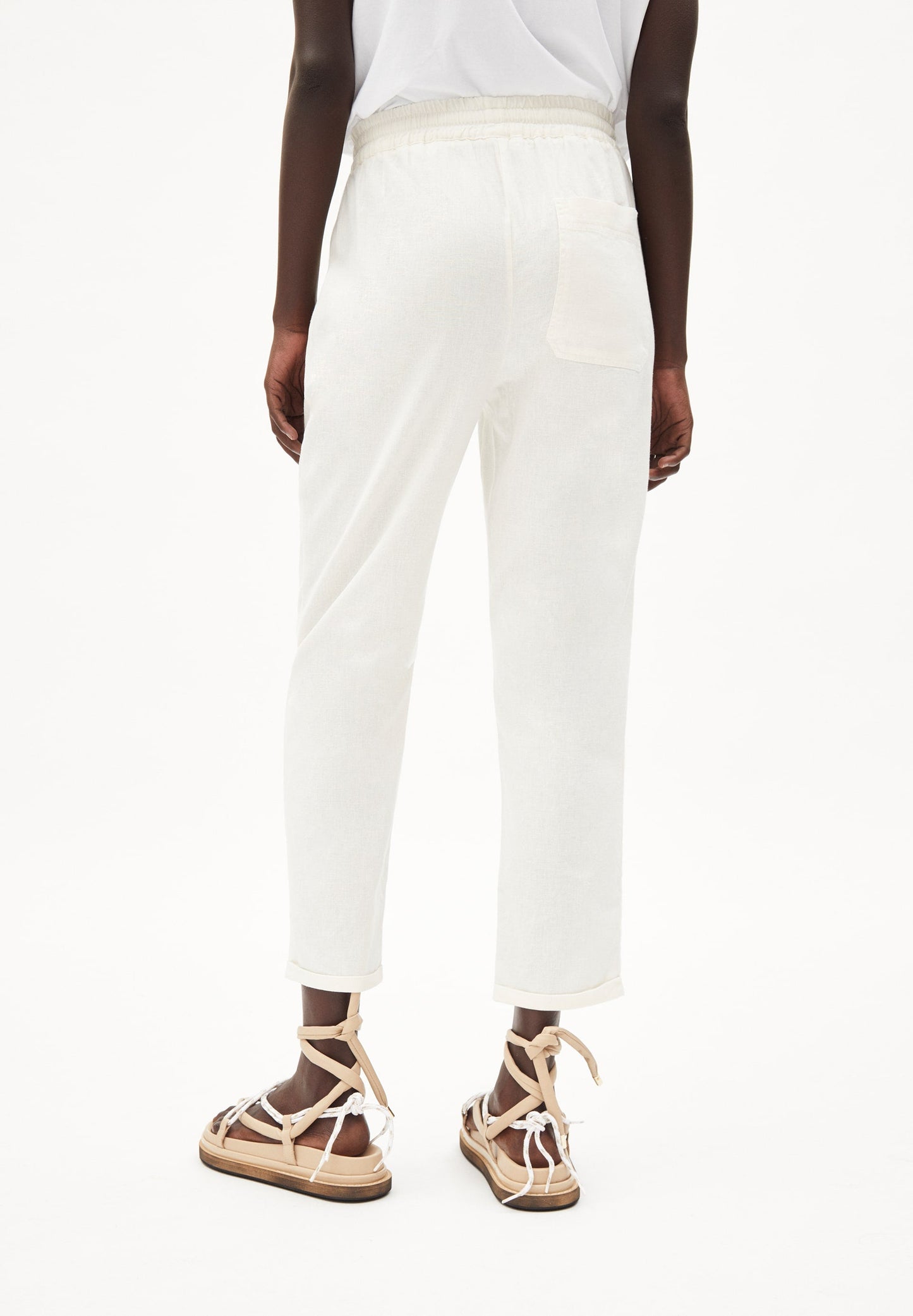 Pantalon blanc en coton bio et lin - daniaa lino off white