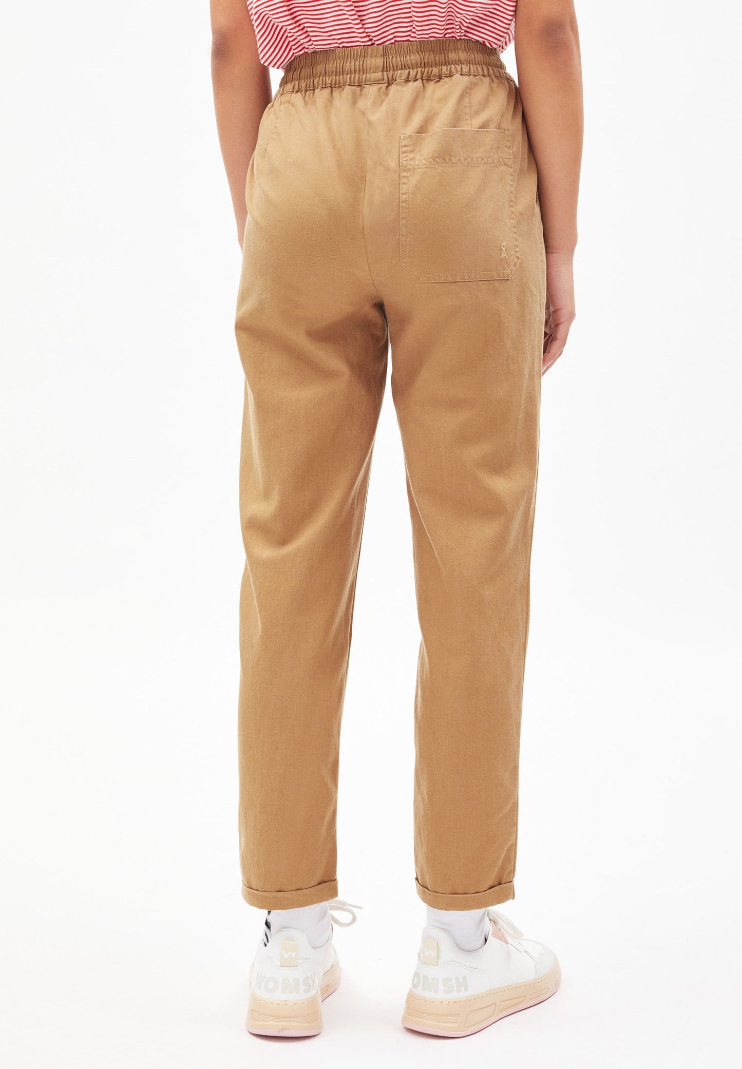 Pantalon droit camel en coton bio - daniaa smoky almond