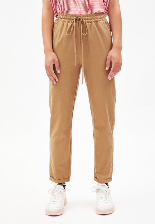 Pantalon droit camel en coton bio - daniaa smoky almond
