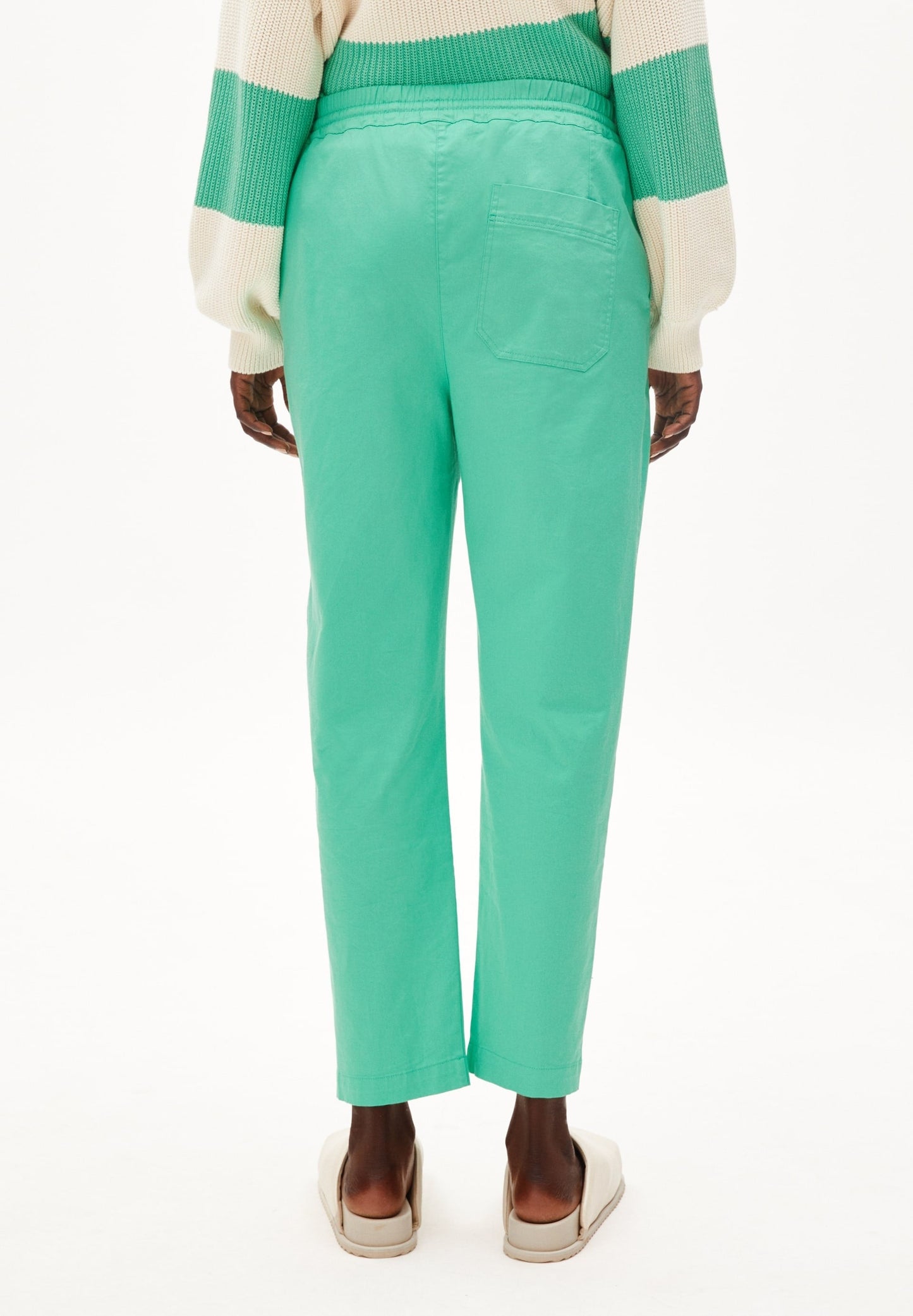 Pantalon carotte vert citron en coton bio - danyaa bright lime