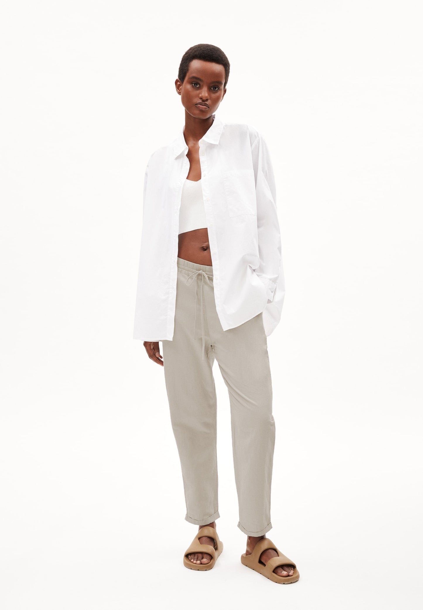 Pantalon beige en lin et coton bio - danyaa lino light desert