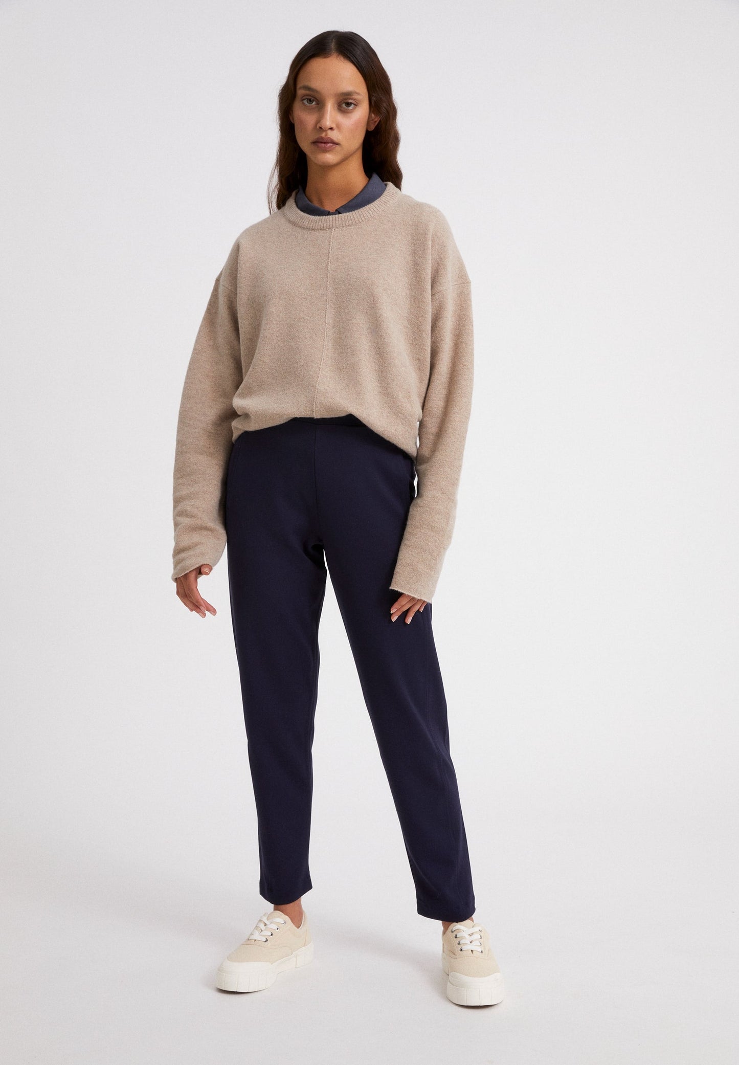 Pull beige en laine bio et recyclé - DARIAA dark caramel melange