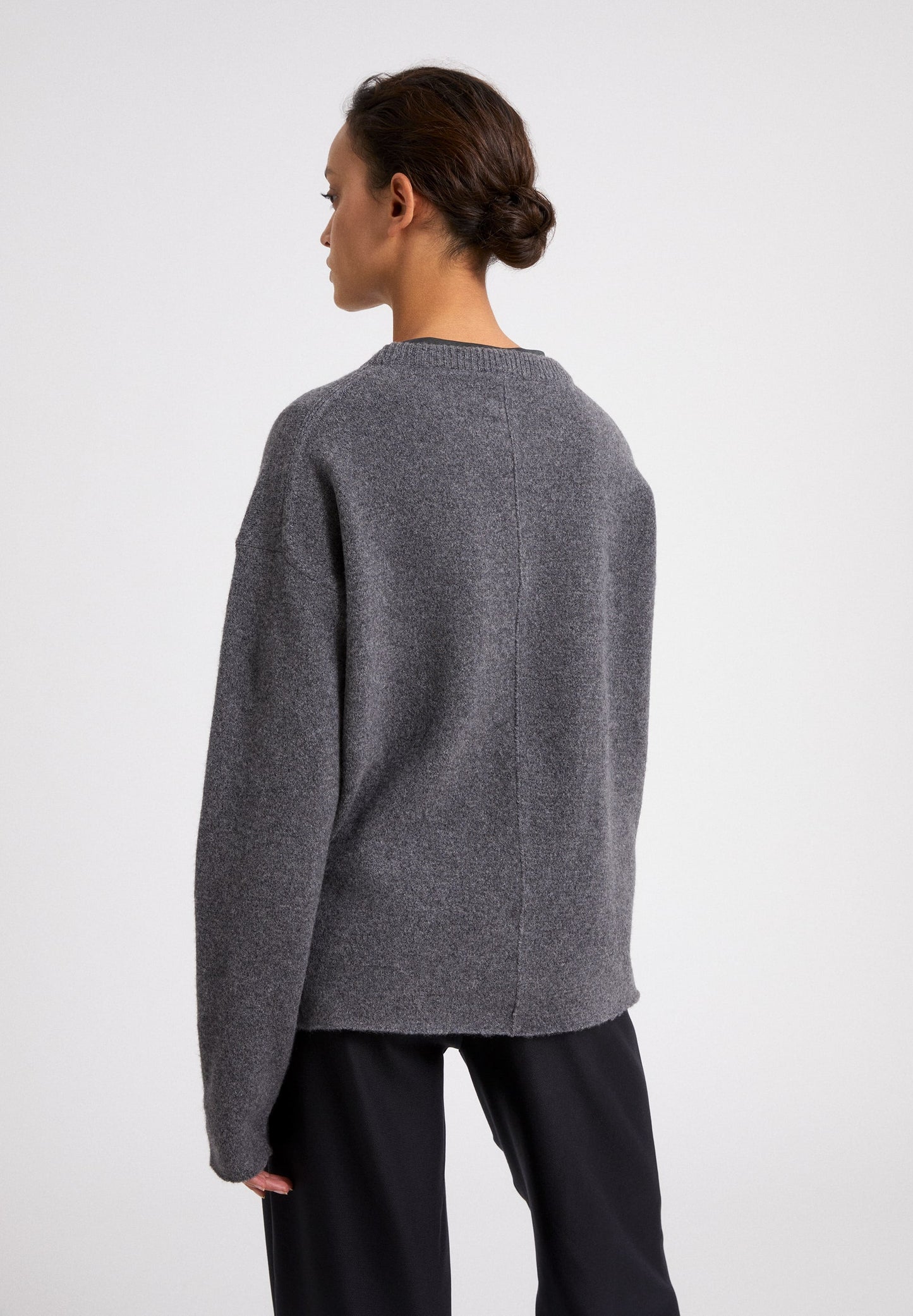 Pull gris en laine bio et recyclé - DARIAA mid grey melange