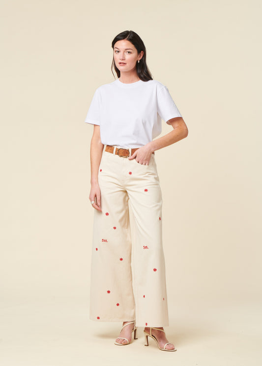 Jean ample en coton bio | écru "sol chain hedda pants"