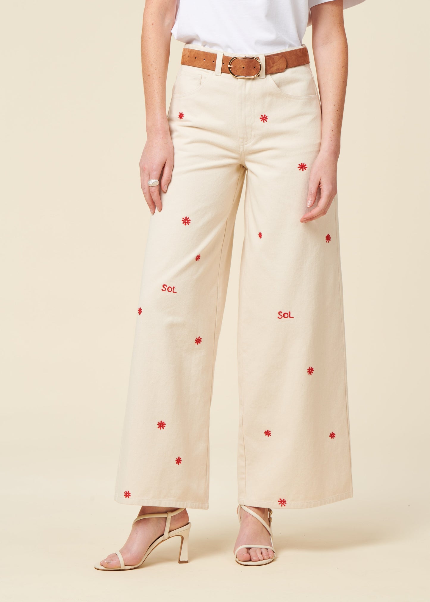 Jean ample en coton bio | écru 'sol chain hedda pants'