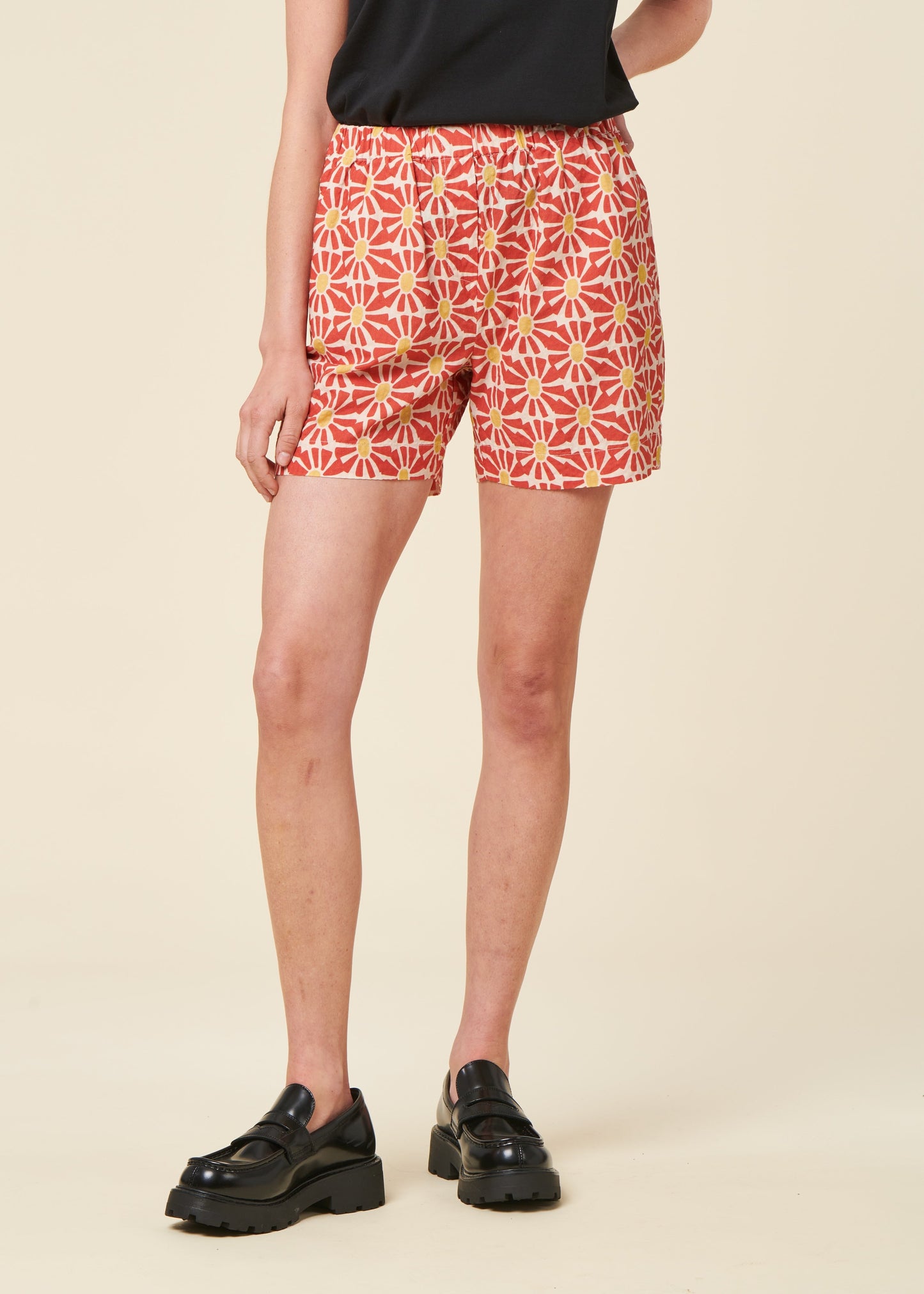 Short en coton bio | imprimé rouge "marisol roxy short red - red"