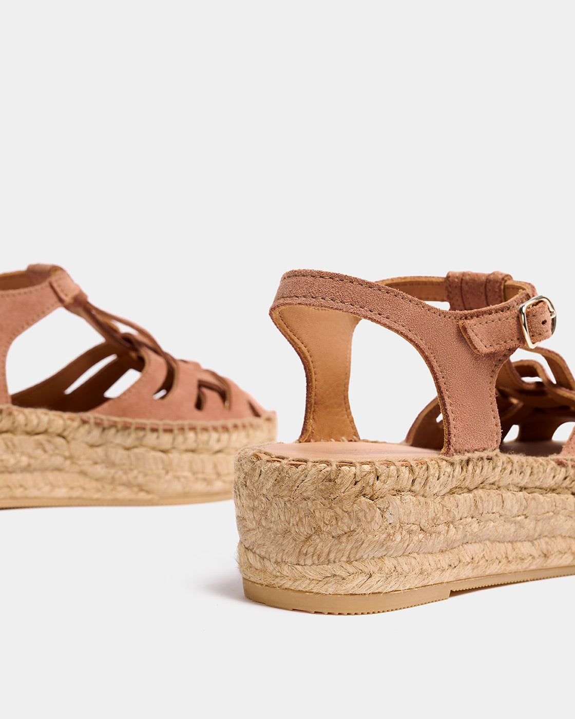 Espadrilles compensées en cuir certifié | marron "Bemol brown"