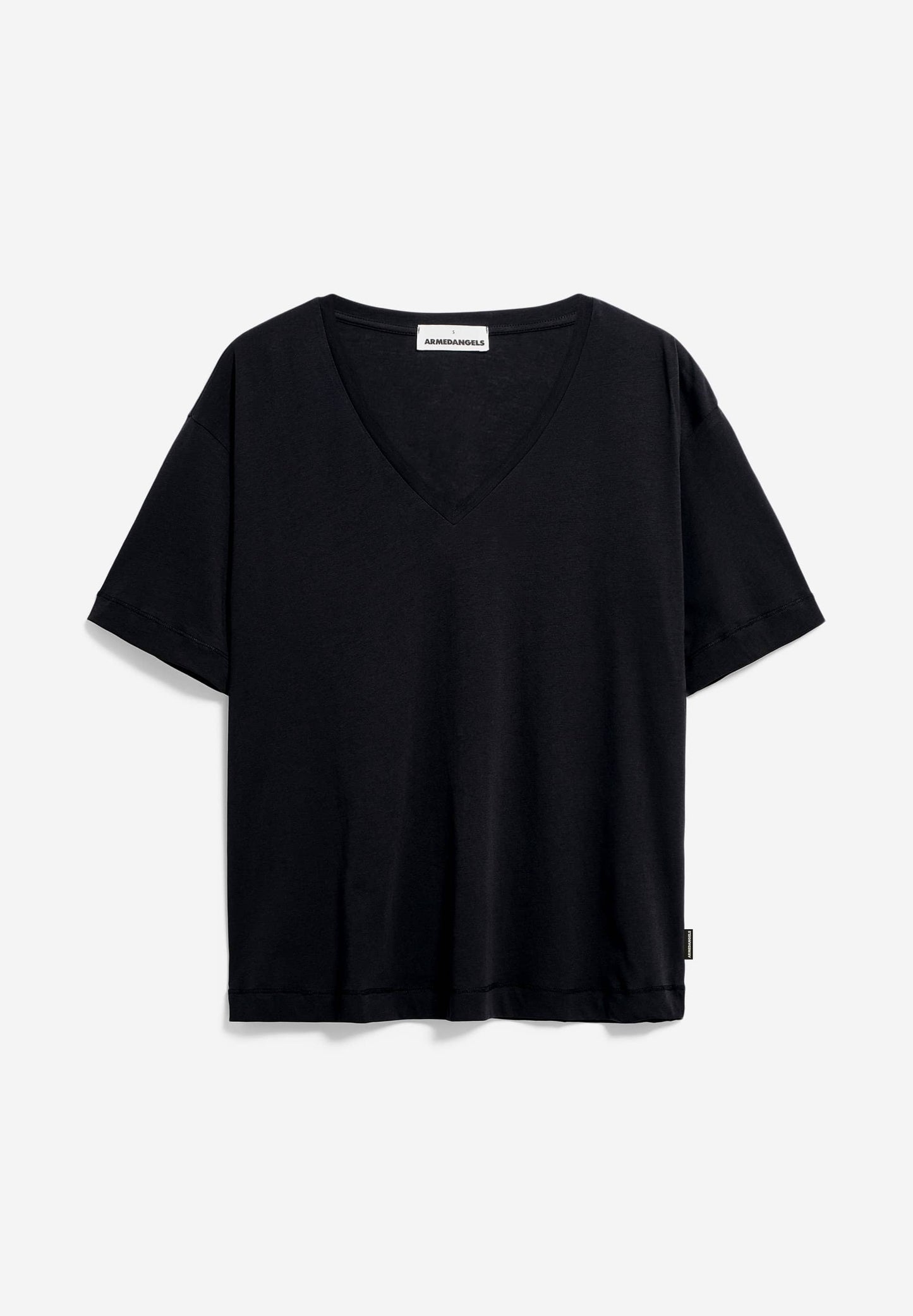 T-shirt col v en coton bio | Noir "demikaa black"